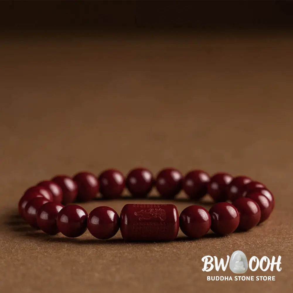 Buddha Stones Natural Cinnabar Heart Sutra Blessing Bracelet - BWOOOH - Bracelet