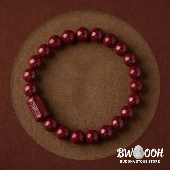 Buddha Stones Natural Cinnabar Heart Sutra Blessing Bracelet - BWOOOH - Bracelet
