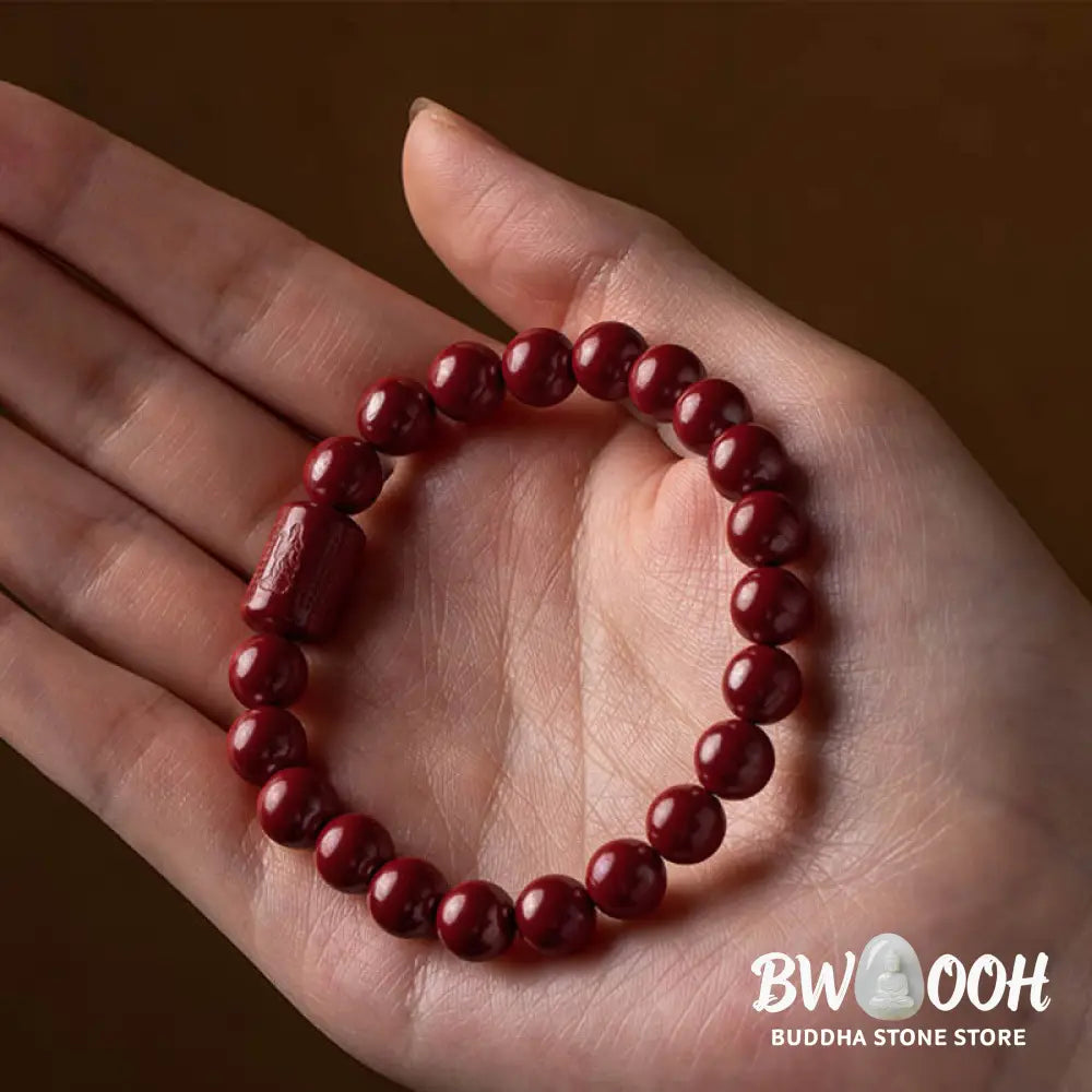 Buddha Stones Natural Cinnabar Heart Sutra Blessing Bracelet - BWOOOH - Bracelet