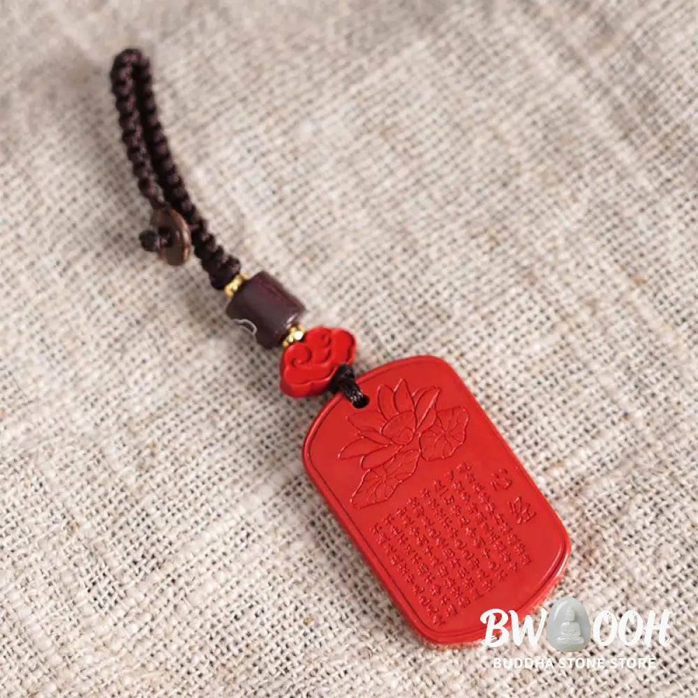 Buddha Stones Natural Cinnabar Heart Sutra Blessing Key Chain - Cinnabar Heart Sutra - Key Chain