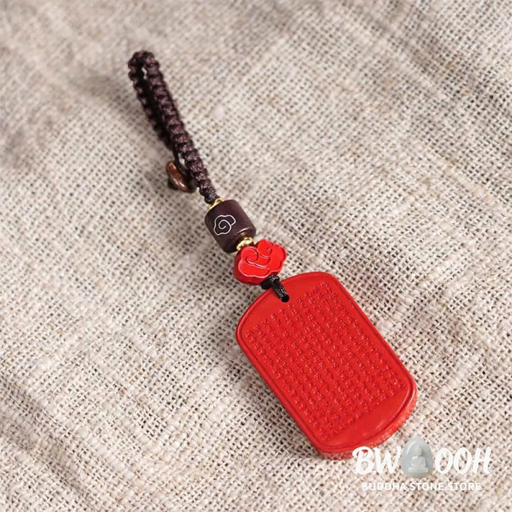Buddha Stones Natural Cinnabar Heart Sutra Blessing Key Chain - Cinnabar Heart Sutra - Key Chain