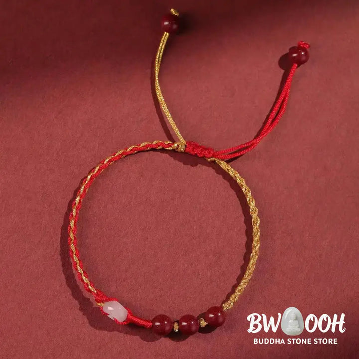 Buddha Stones Natural Cinnabar Jade Peace Buckle Blessing Bracelet - BWOOOH - Cinnabar(Calm♥Concentration)(Wrist