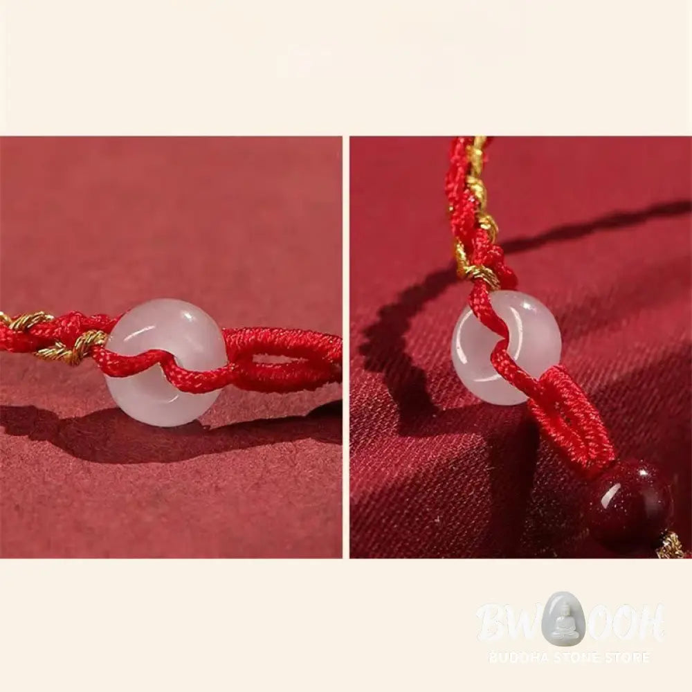 Buddha Stones Natural Cinnabar Jade Peace Buckle Blessing Bracelet - BWOOOH - Cinnabar(Calm♥Concentration)(Wrist
