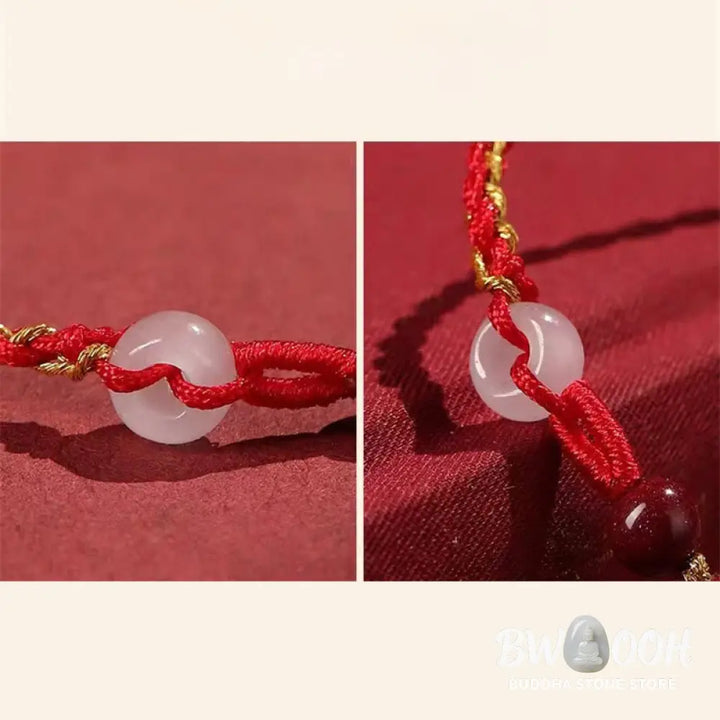 Buddha Stones Natural Cinnabar Jade Peace Buckle Blessing Bracelet - BWOOOH - Cinnabar(Calm♥Concentration)(Wrist