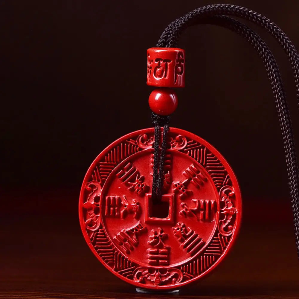BWOOOH natural cinnabar mountain ghosts Bagua blessing necklace pendant key chain