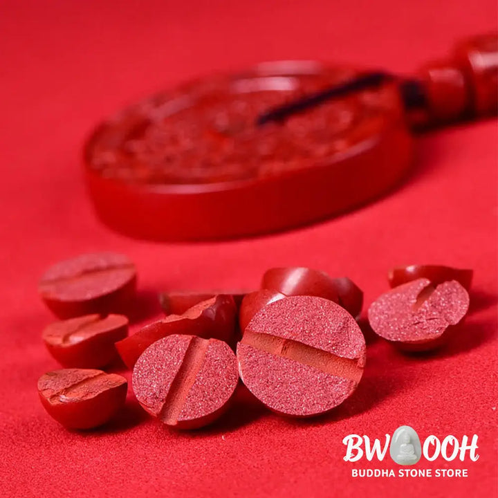 Buddha Stones Natural Cinnabar Mountain Ghosts Spend Money Bagua Blessing Necklace Pendant Key Chain - BWOOOH