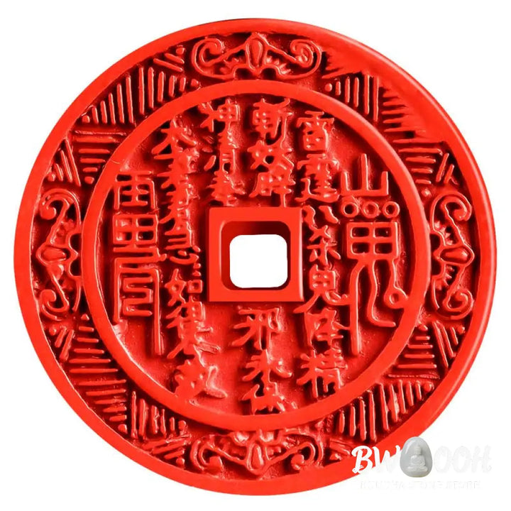 Buddha Stones Natural Cinnabar Mountain Ghosts Spend Money Bagua Design Blessing Necklace Pendant - BWOOOH - Cinnabar