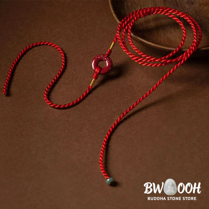 Buddha Stones Natural Cinnabar Peace Buckle Blessing Red String Belly Chain - Belly Chain