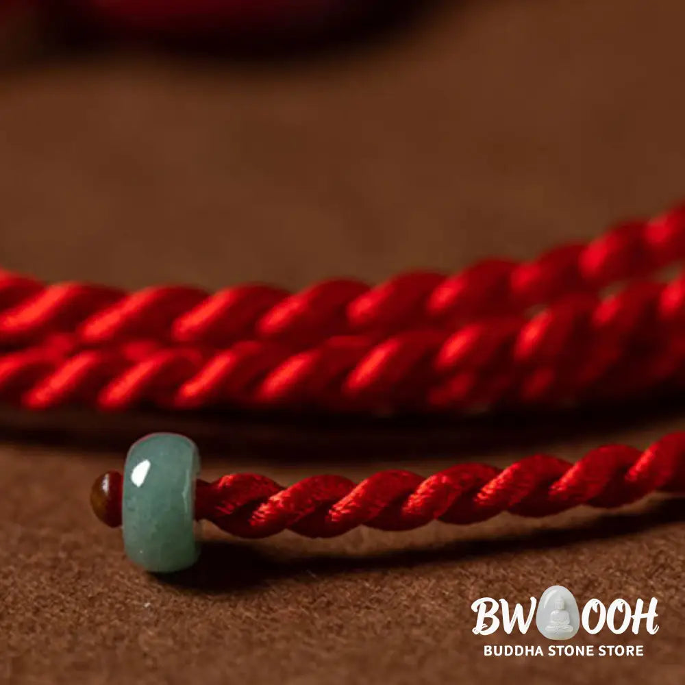 Buddha Stones Natural Cinnabar Peace Buckle Blessing Red String Belly Chain - Belly Chain
