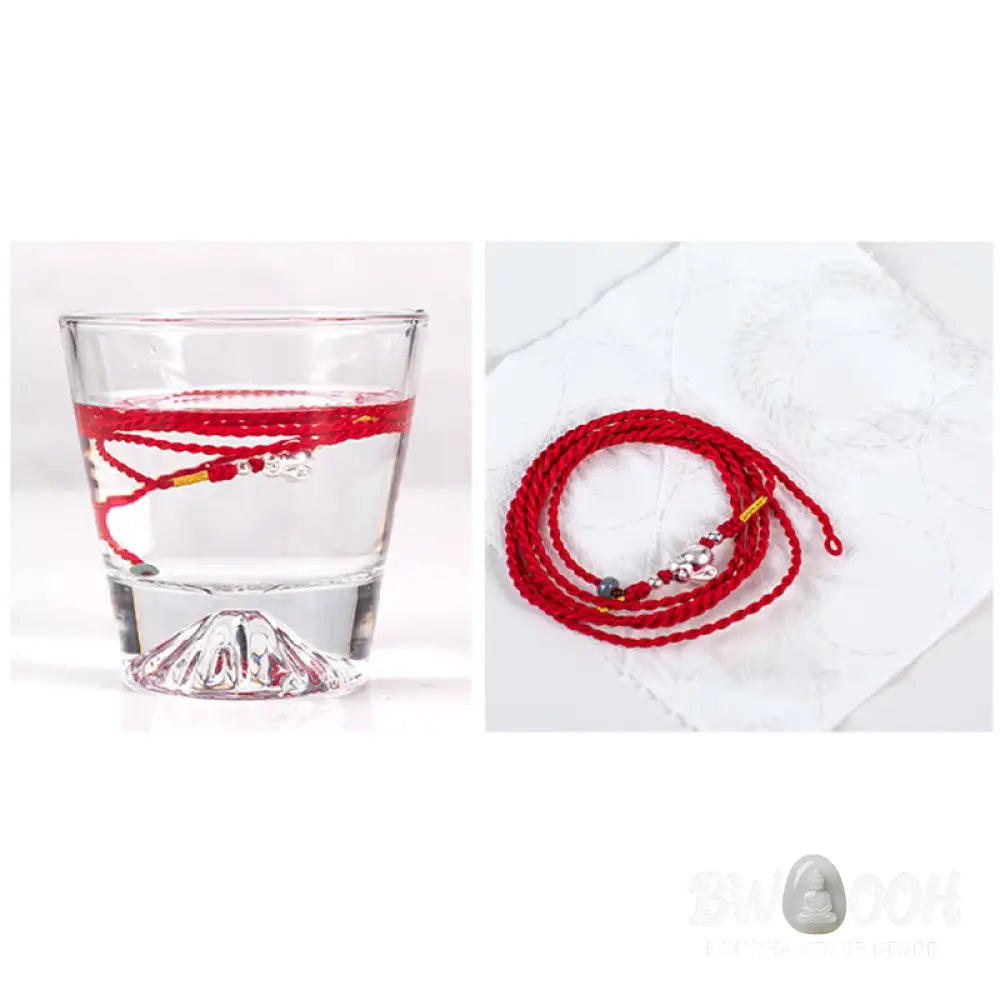 Buddha Stones Natural Cinnabar Peace Buckle Blessing Red String Belly Chain - Belly Chain