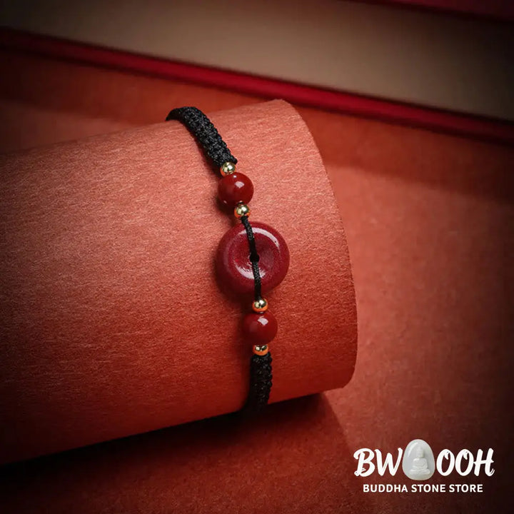 BWOOOH Natural Cinnabar Peace Buckle Blessing String Bracelet | spiritual healing bracelet