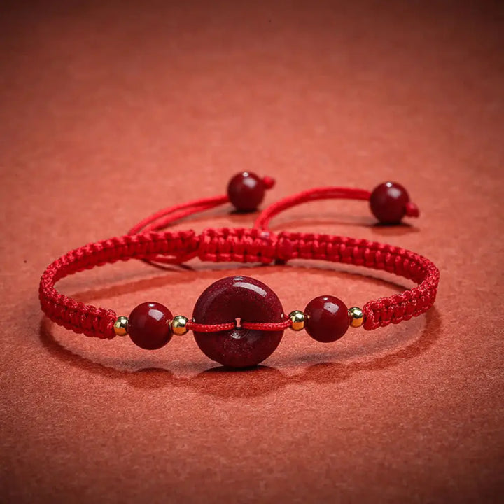 BWOOOH Natural Cinnabar Peace Buckle Blessing String Bracelet | spiritual healing bracelet