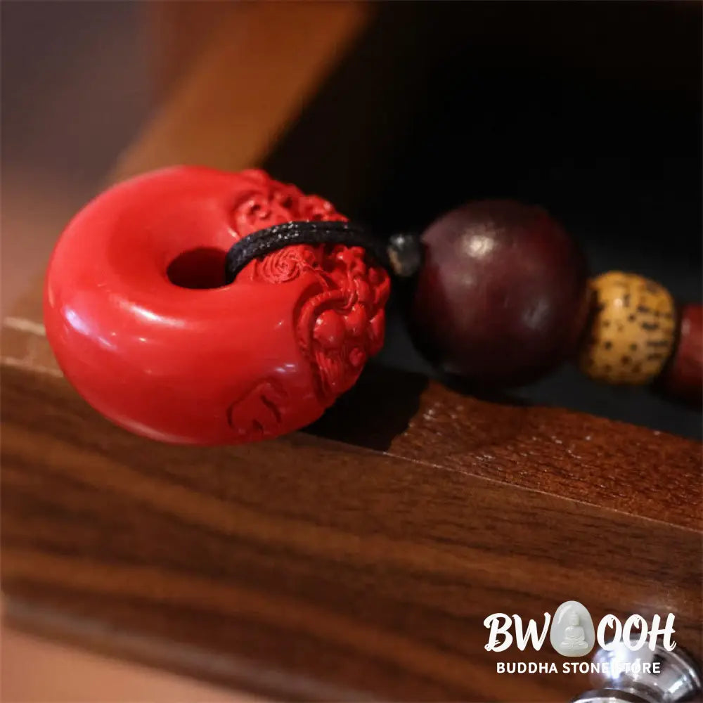 Buddha Stones Natural Cinnabar PiXiu Peace Buckle Blessing Car Key Chain - PiXiu(Wealth♥Luck) - Key Chain