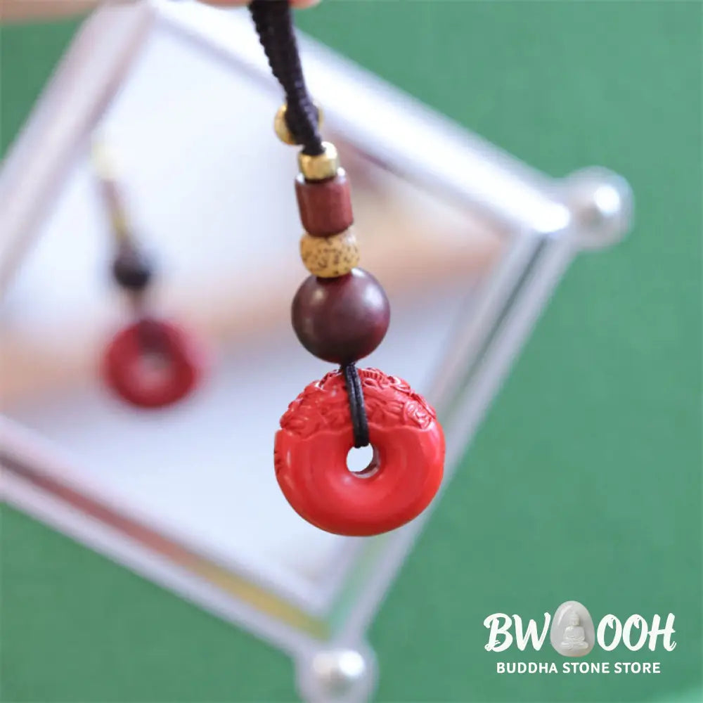 Buddha Stones Natural Cinnabar PiXiu Peace Buckle Blessing Car Key Chain - PiXiu(Wealth♥Luck) - Key Chain