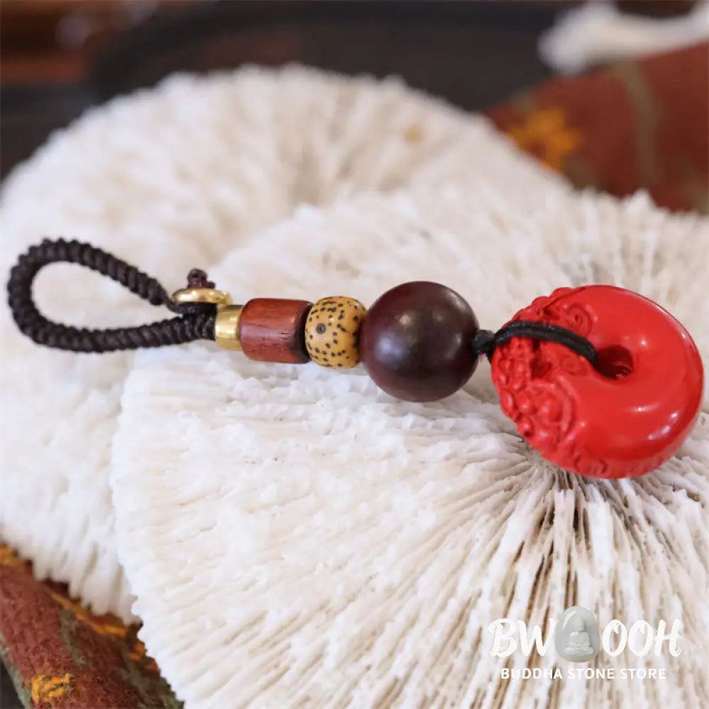 Buddha Stones Natural Cinnabar PiXiu Peace Buckle Blessing Car Key Chain - PiXiu(Wealth♥Luck) - Key Chain