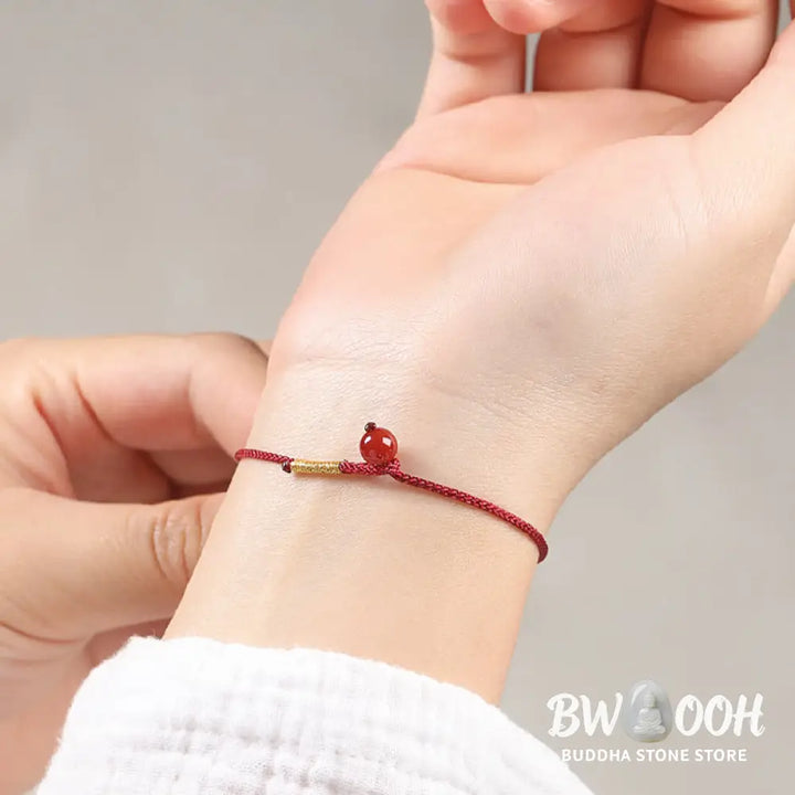 Buddha Stones Natural Cinnabar Red Agate Blessing Red String Bracelet - BWOOOH - Bracelet