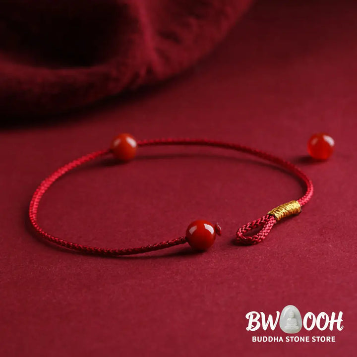Buddha Stones Natural Cinnabar Red Agate Blessing Red String Bracelet - BWOOOH - Bracelet
