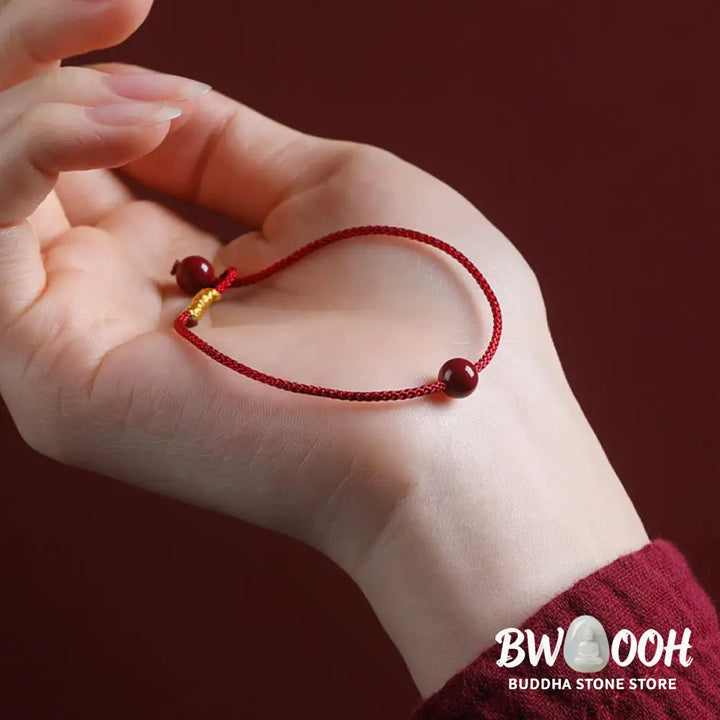 Buddha Stones Natural Cinnabar Red Agate Blessing Red String Bracelet - BWOOOH - Bracelet