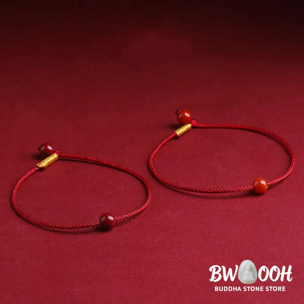 Buddha Stones Natural Cinnabar Red Agate Blessing Red String Bracelet - BWOOOH - Bracelet