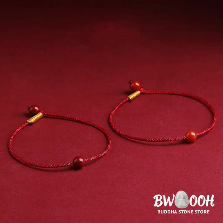 Buddha Stones Natural Cinnabar Red Agate Blessing Red String Bracelet - BWOOOH - Bracelet