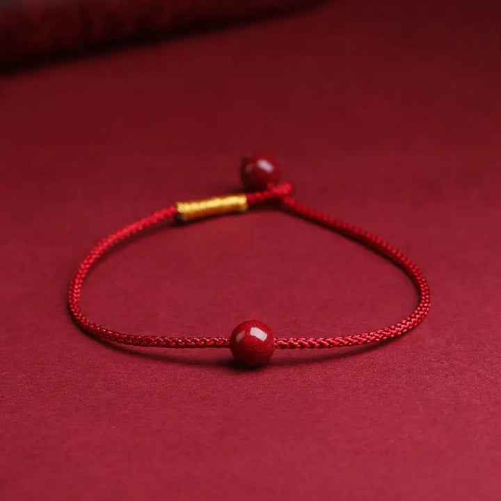 BWOOOH Natural Cinnabar Red Agate Blessing Red String Bracelet – Agate and Cinnabar crystal healing bracelet for healing and spiritual wellness