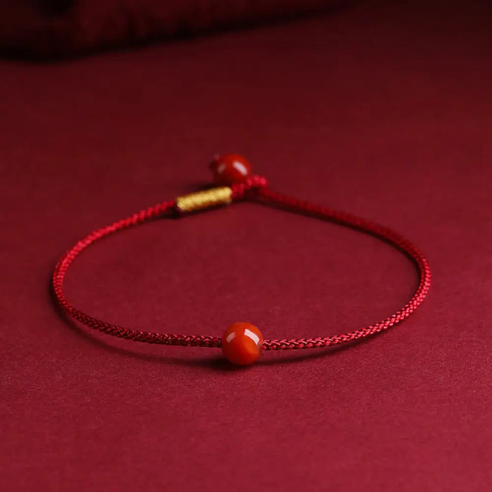 Buddha Stones Natural Cinnabar Red Agate Blessing Red String Bracelet - BWOOOH - Red Agate(Confidence♥Calm) / 14cm