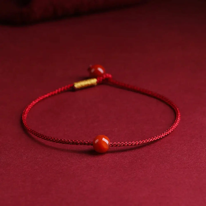 Buddha Stones Natural Cinnabar Red Agate Blessing Red String Bracelet - BWOOOH - Red Agate(Confidence♥Calm) / 14cm