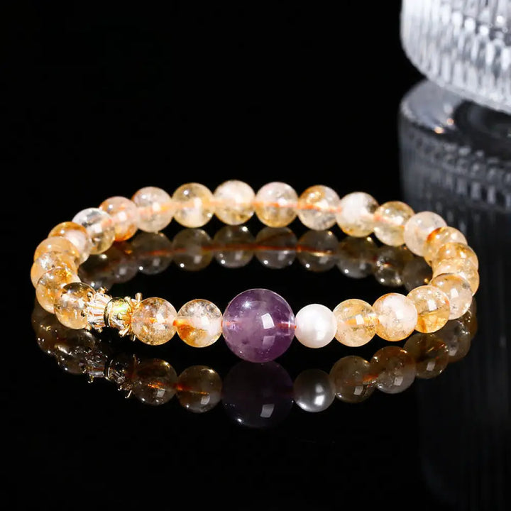 BWOOOH Natural Citrine Amethyst Prosperity Bracelet - BWOOOH - Citrine Amethyst(Wrist Circumference: 15-16cm)