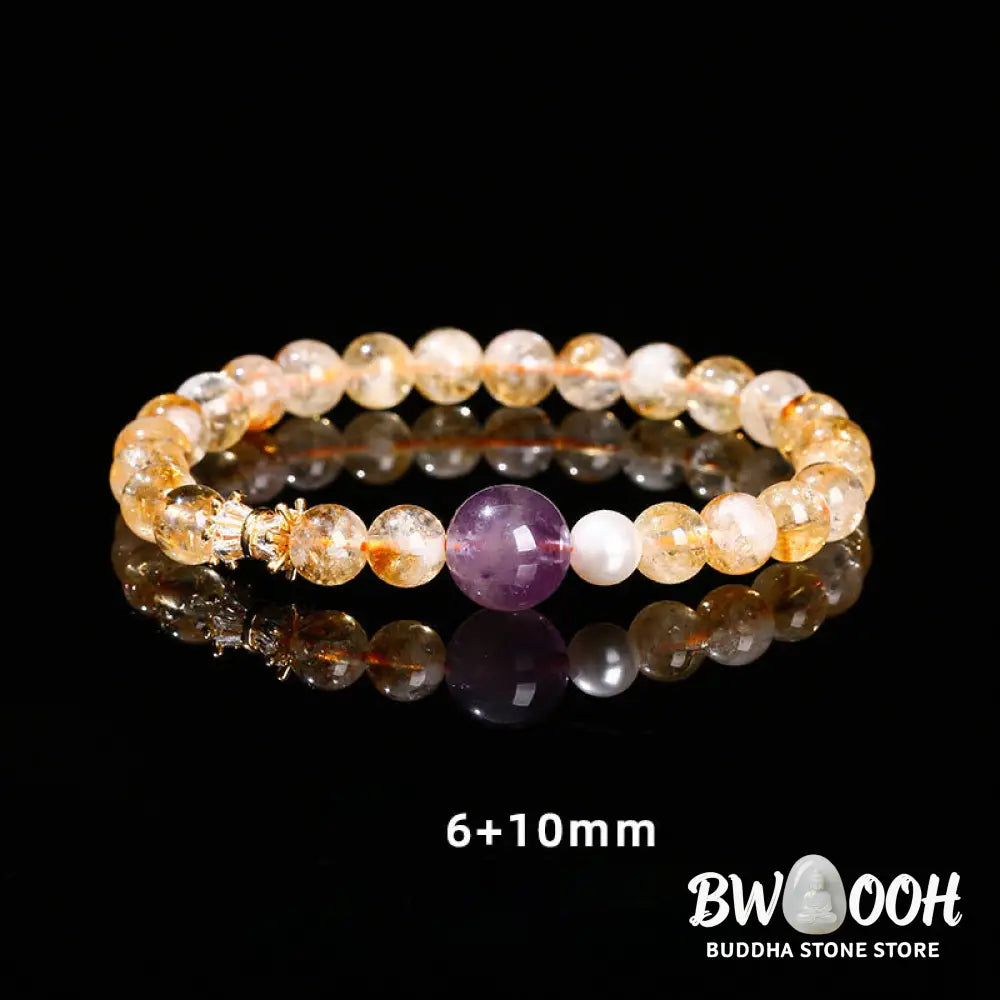 Buddha Stones Natural Citrine Amethyst Prosperity Bracelet - BWOOOH - Citrine Amethyst(Wrist Circumference: 15-16cm)