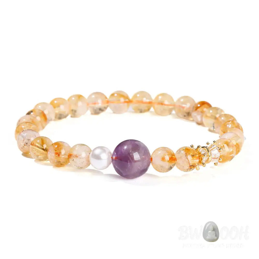 Buddha Stones Natural Citrine Amethyst Prosperity Bracelet - BWOOOH - Citrine Amethyst(Wrist Circumference: 15-16cm)