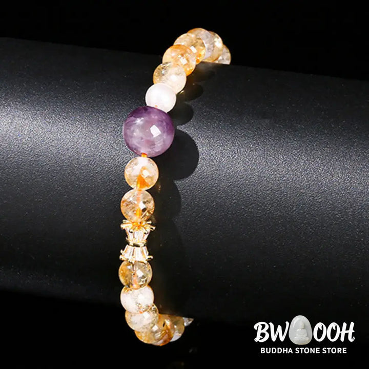 Buddha Stones Natural Citrine Amethyst Prosperity Bracelet - BWOOOH - Citrine Amethyst(Wrist Circumference: 15-16cm)
