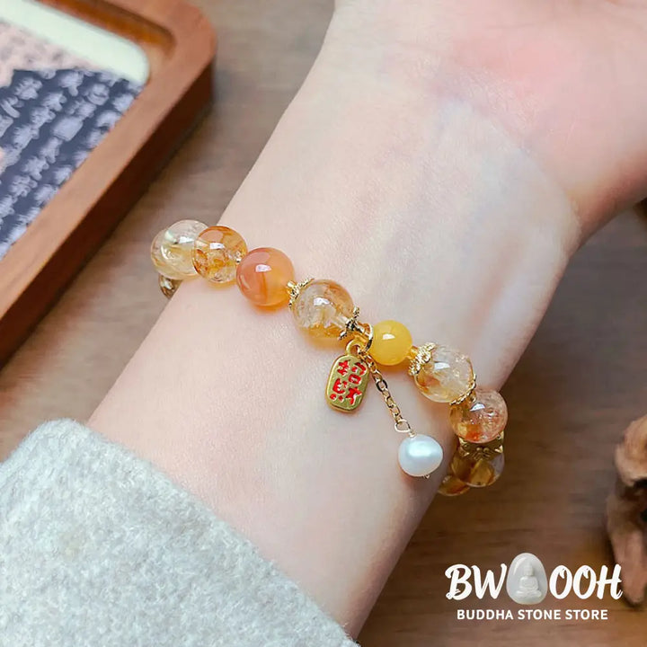 Buddha Stones Natural Citrine Beads Nafu Pleasure Bracelet - BWOOOH - Citrine(Wrist Circumference: 15-17cm) - Bracelet
