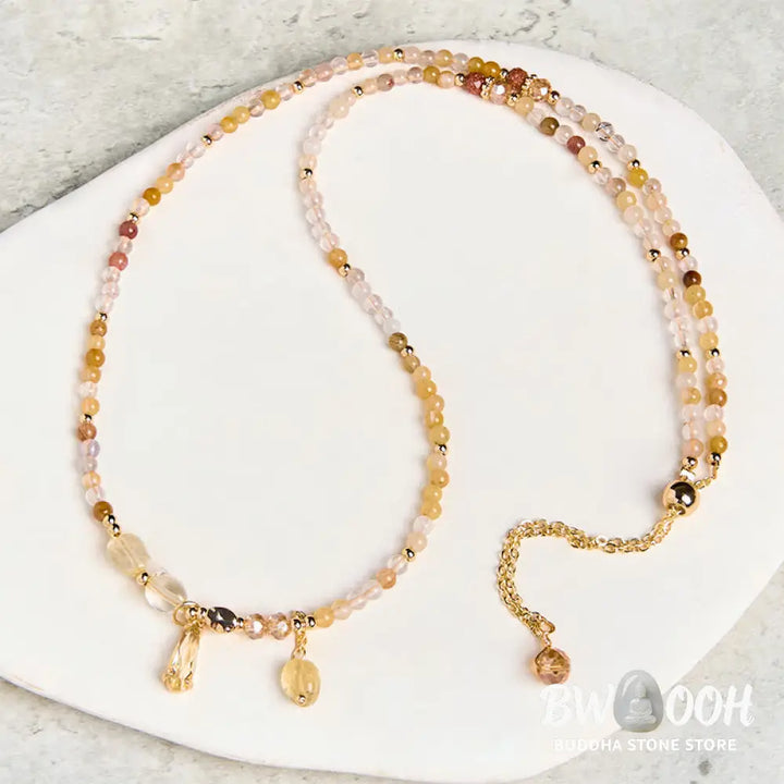Buddha Stones Natural Citrine Beads Pleasure Multi Layer Bracelet - BWOOOH - Citrine(Wrist Circumference: 15-21cm))
