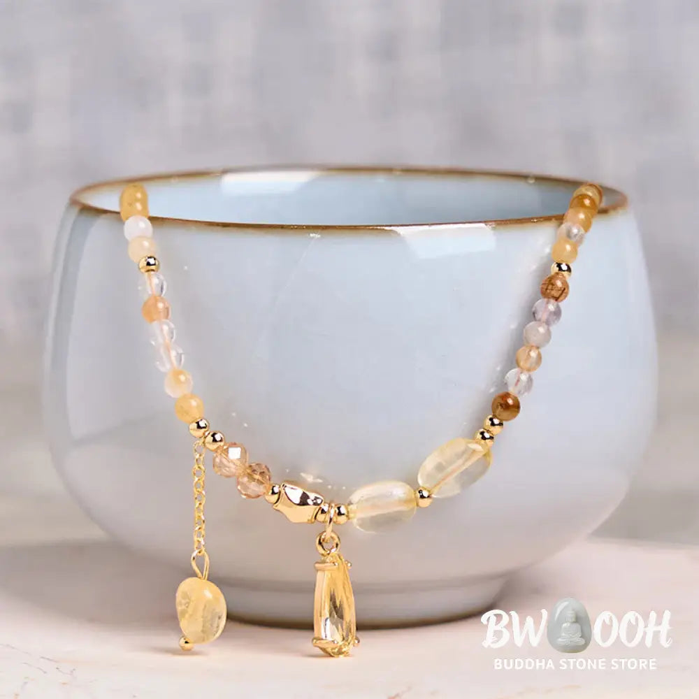 Buddha Stones Natural Citrine Beads Pleasure Multi Layer Bracelet - BWOOOH - Citrine(Wrist Circumference: 15-21cm))