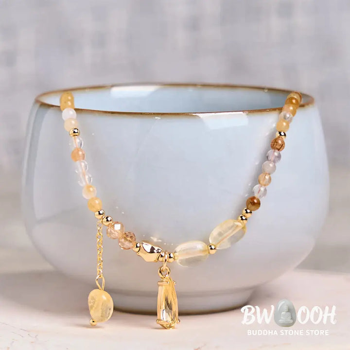Buddha Stones Natural Citrine Beads Pleasure Multi Layer Bracelet - BWOOOH - Citrine(Wrist Circumference: 15-21cm))