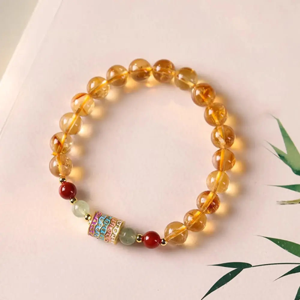 BWOOOH Natural Citrine Colorful Prayer Wheel Creativity Bracelet — Citrine crystal healing bracelet for spiritual healing ...
