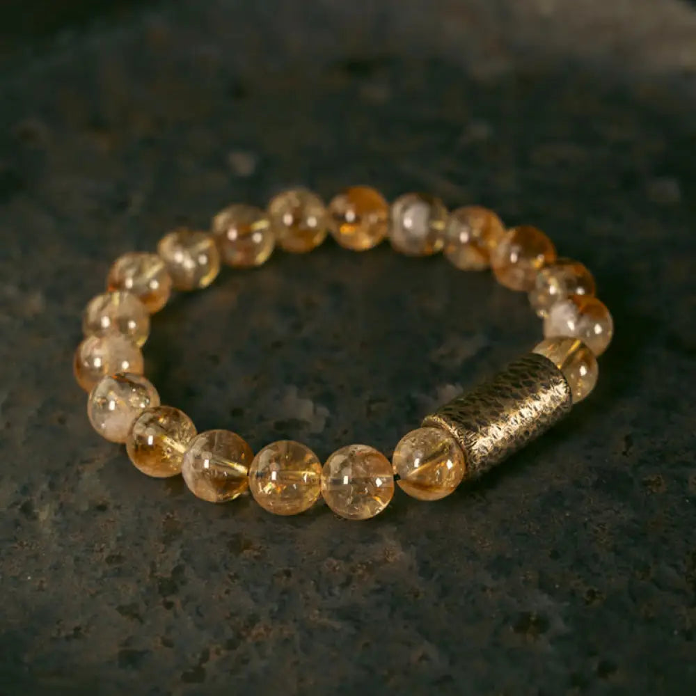Buddha Stones Natural Citrine Crystal Brass Bead Protection Bracelet - BWOOOH - Inner Circumference 15cm fit for Wrist