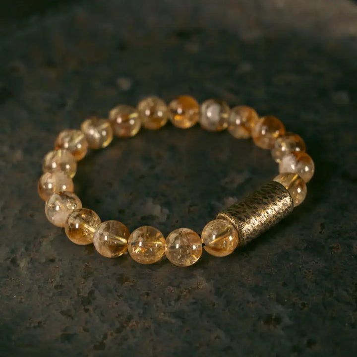 Buddha Stones Natural Citrine Crystal Brass Bead Protection Bracelet - BWOOOH - Inner Circumference 15cm fit for Wrist