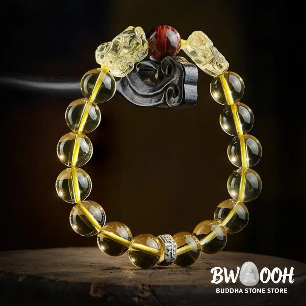 Buddha Stones Natural Citrine Double PiXiu Tiger Eye Prosperity Protection Bracelet - BWOOOH - Bracelet