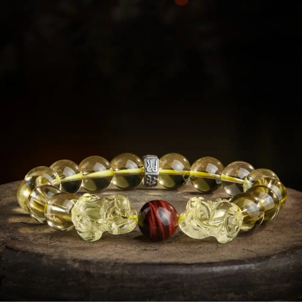 BWOOOH Natural Citrine Double PiXiu Tiger Eye Prosperity Protection Bracelet - BWOOOH - 8mm(Wrist Circumference