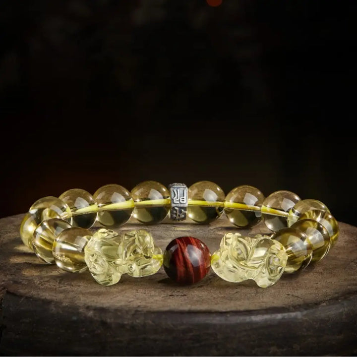 BWOOOH Natural Citrine Double PiXiu Tiger Eye Prosperity Protection Bracelet - BWOOOH - 8mm(Wrist Circumference