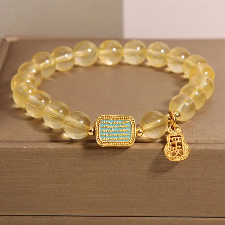 BWOOOH Natural Citrine Five Scriptures Generosity Bracelet - BWOOOH - Citrine(Wrist Circumference: 14-18cm)