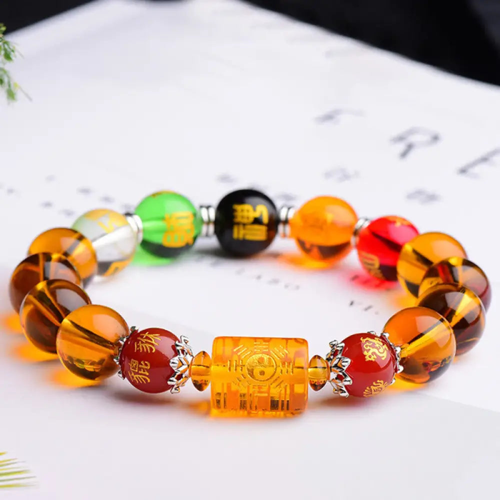 BWOOOH Natural Citrine Fortune Happiness Bracelet – Citrine crystal healing bracelet for healing and spiritual wellness