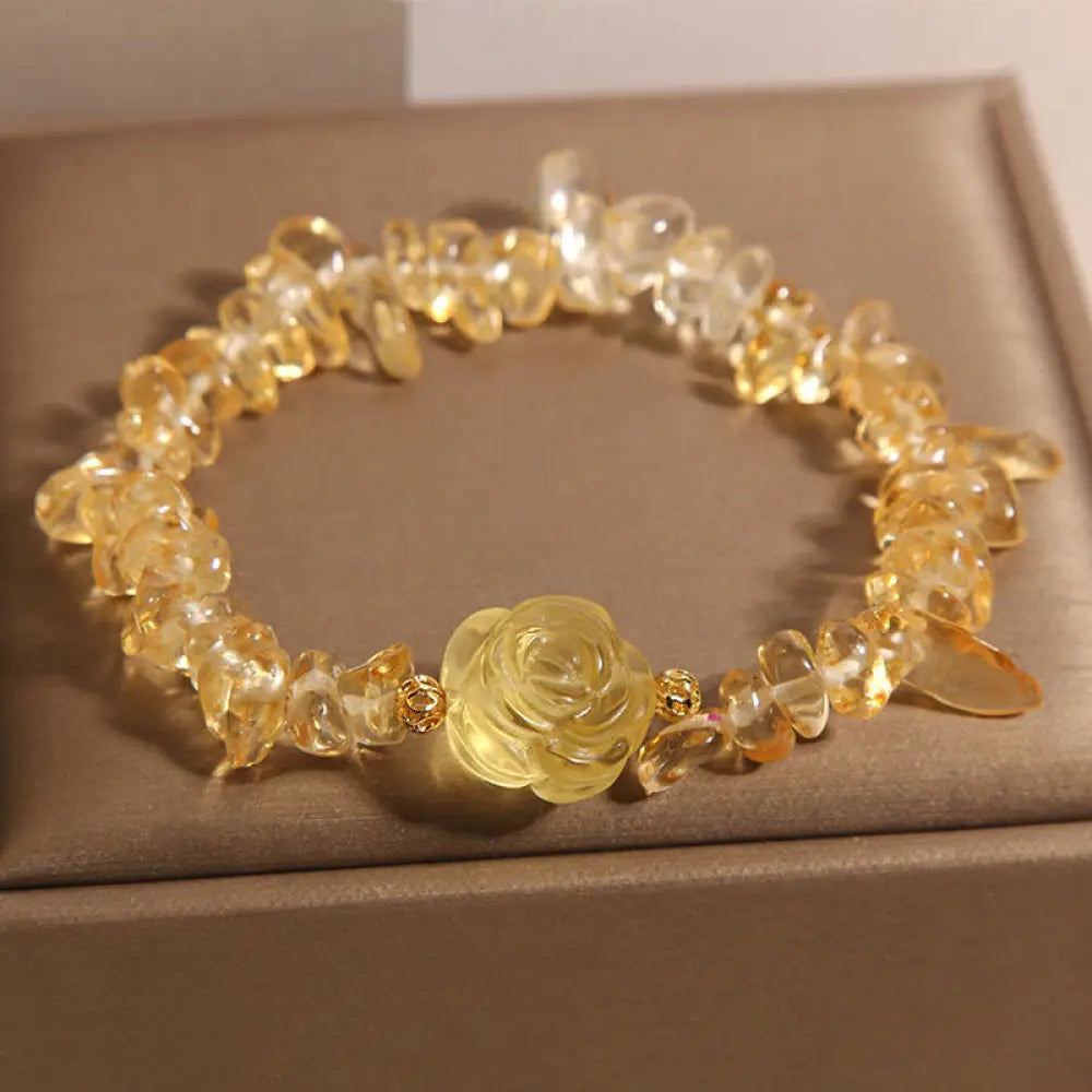 BWOOOH Natural Citrine Irregular Bead Petals Pleasure Bracelet — Citrine crystal healing bracelet for spiritual healing an...