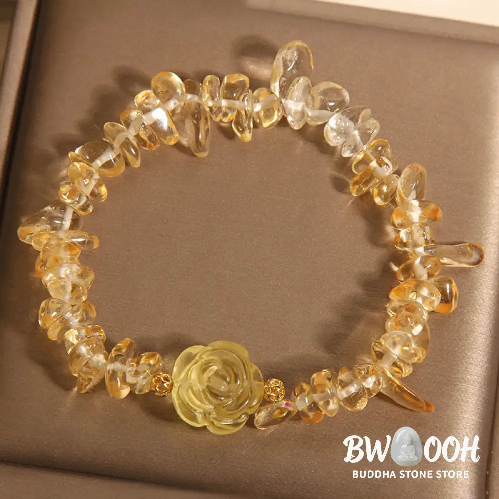 Buddha Stones Natural Citrine Irregular Bead Petals Pleasure Bracelet - BWOOOH - Citrine(Wrist Circumference: 15-17cm)