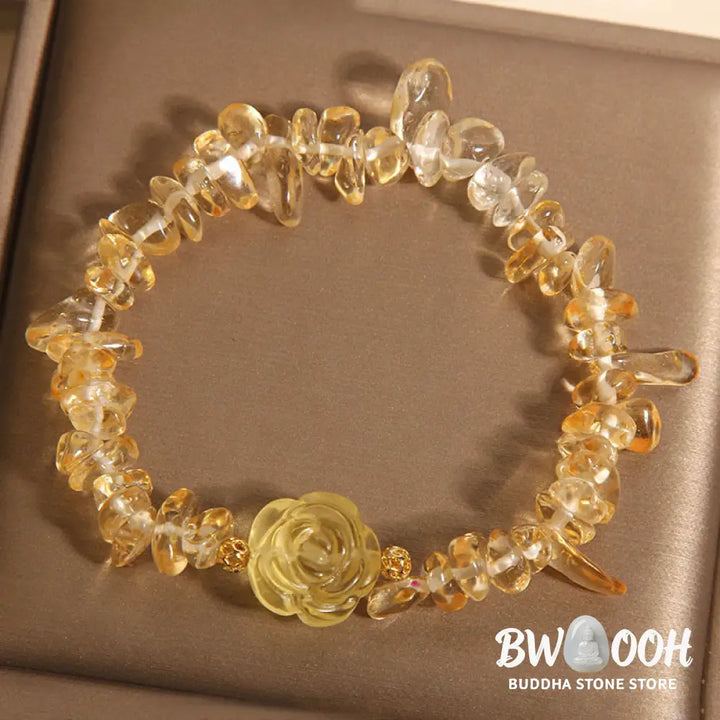 Buddha Stones Natural Citrine Irregular Bead Petals Pleasure Bracelet - BWOOOH - Citrine(Wrist Circumference: 15-17cm)
