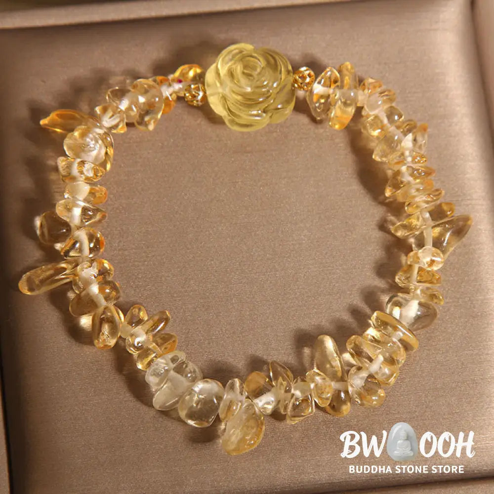 Buddha Stones Natural Citrine Irregular Bead Petals Pleasure Bracelet - BWOOOH - Citrine(Wrist Circumference: 15-17cm)