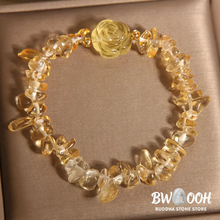 Buddha Stones Natural Citrine Irregular Bead Petals Pleasure Bracelet - BWOOOH - Citrine(Wrist Circumference: 15-17cm)