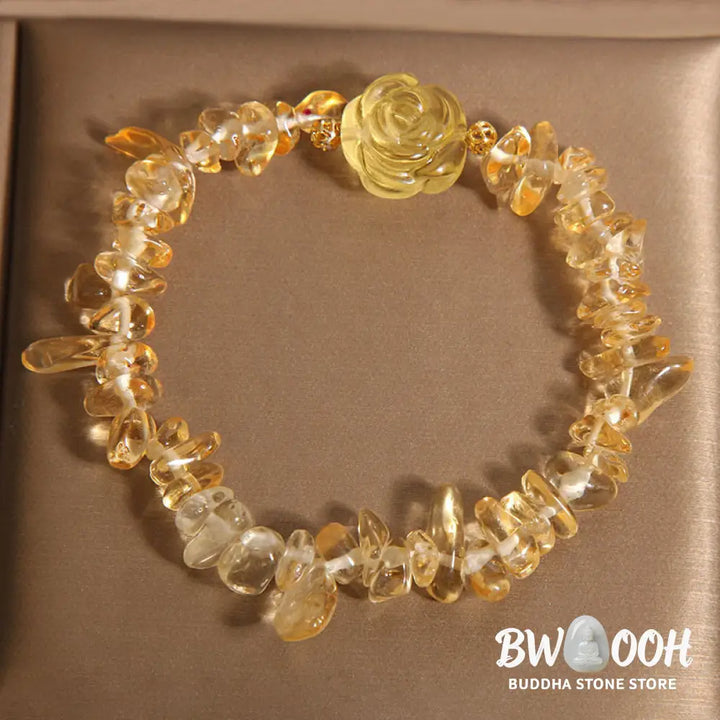 Buddha Stones Natural Citrine Irregular Bead Petals Pleasure Bracelet - BWOOOH - Citrine(Wrist Circumference: 15-17cm)