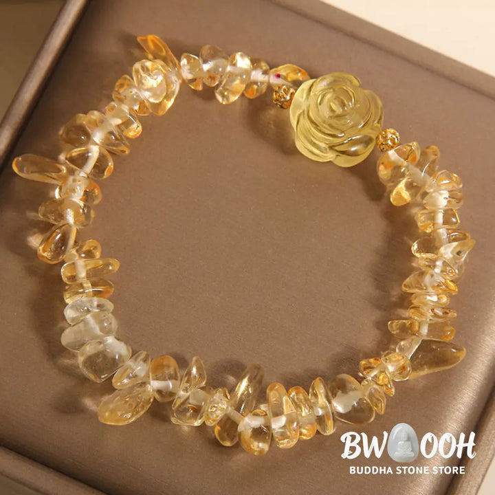 Buddha Stones Natural Citrine Irregular Bead Petals Pleasure Bracelet - BWOOOH - Citrine(Wrist Circumference: 15-17cm)